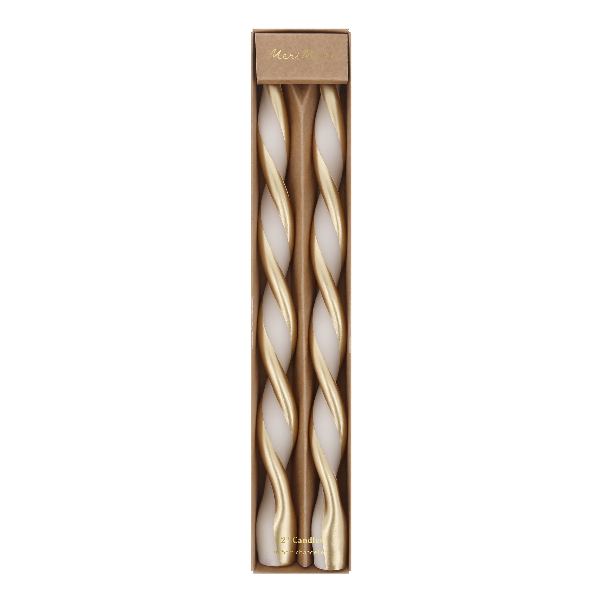 Gold Stripe Twist Candles, Set of 2